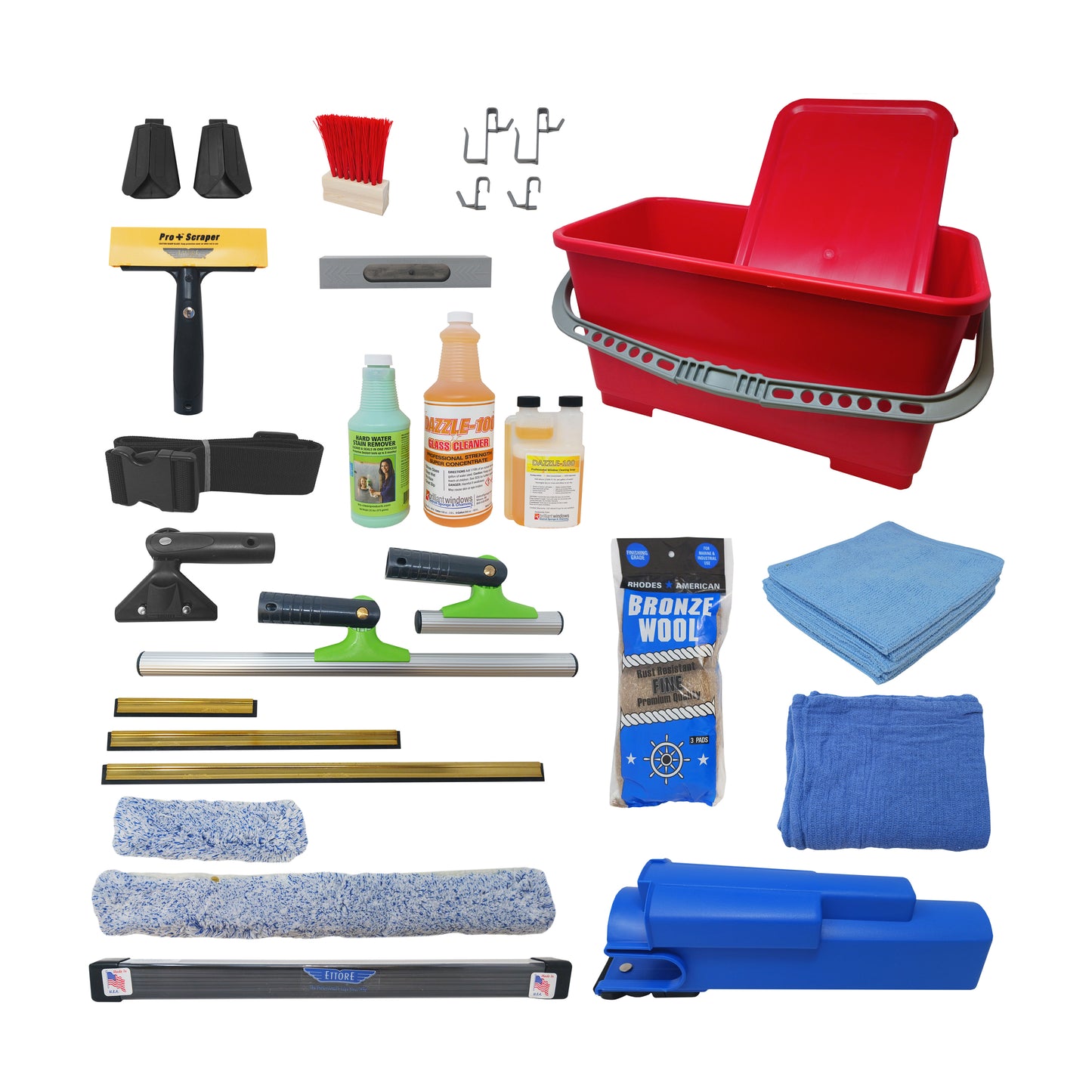 Pro Window Cleaner Starter Kit with Red Bucket