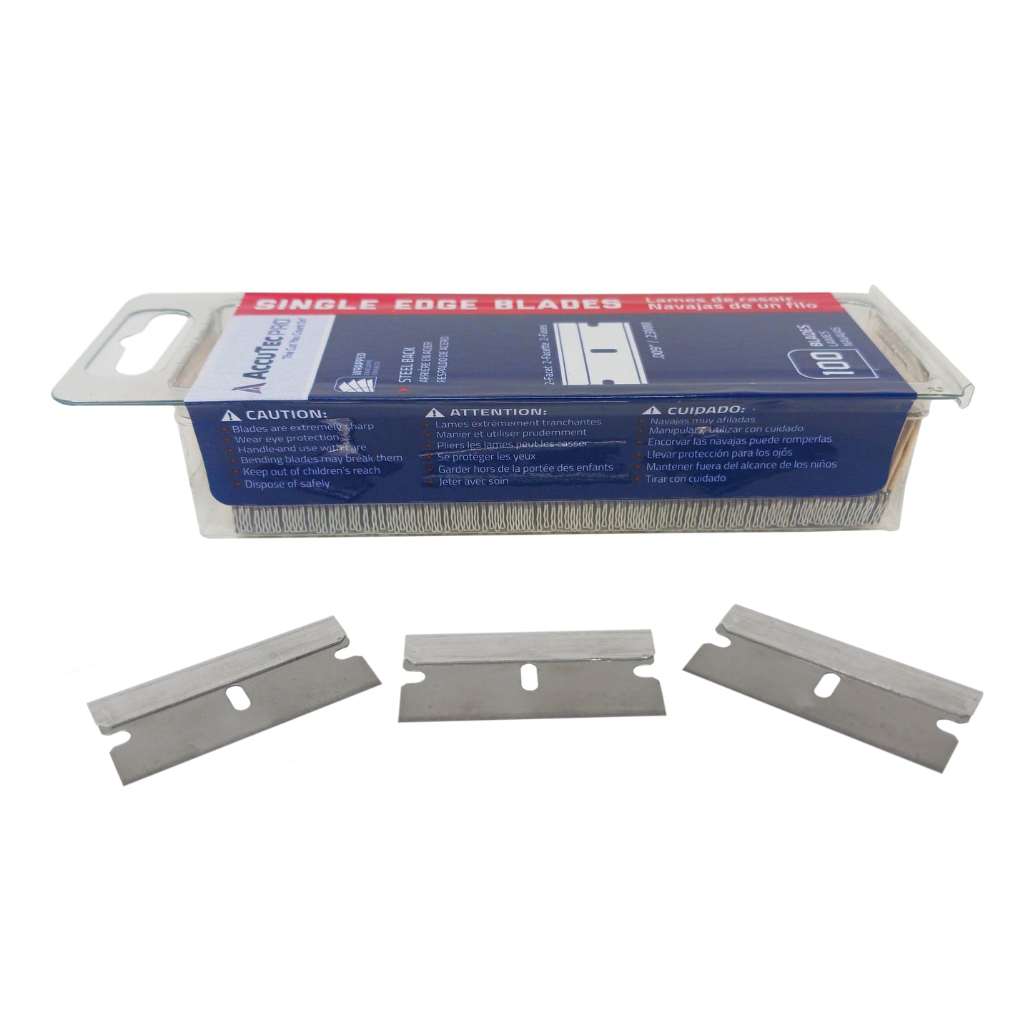 Box of 100 Single-edge Industrial Razor Blades 1-1/2 Inch