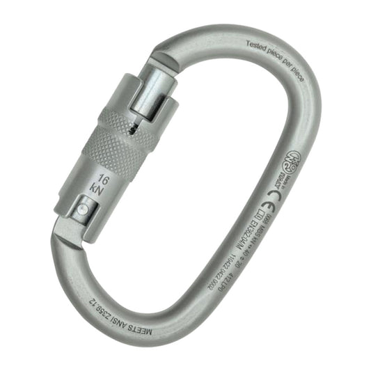 Kong Ovalone Triple-Lock Lunar White Carbon Steel ANSI Carabiner