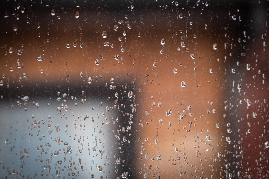 close up of water drops on a window