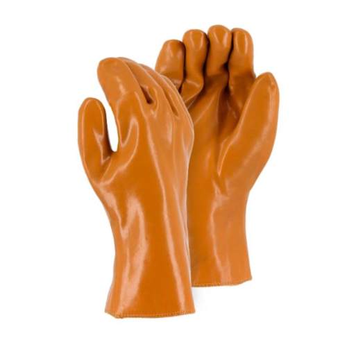 Smooth PVC-coated Caramel Winter Gloves with Gauntlet