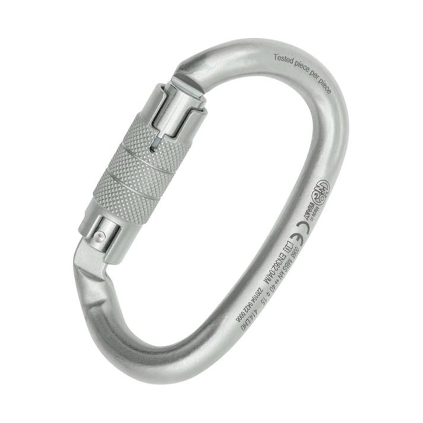 Kong Ovalone DNA Triple-Lock Lunar White Carbon Steel ANSI Carabiner with Twisted Body