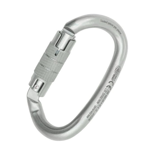 Kong Ovalone DNA Triple-Lock Lunar White Carbon Steel ANSI Carabiner with Twisted Body
