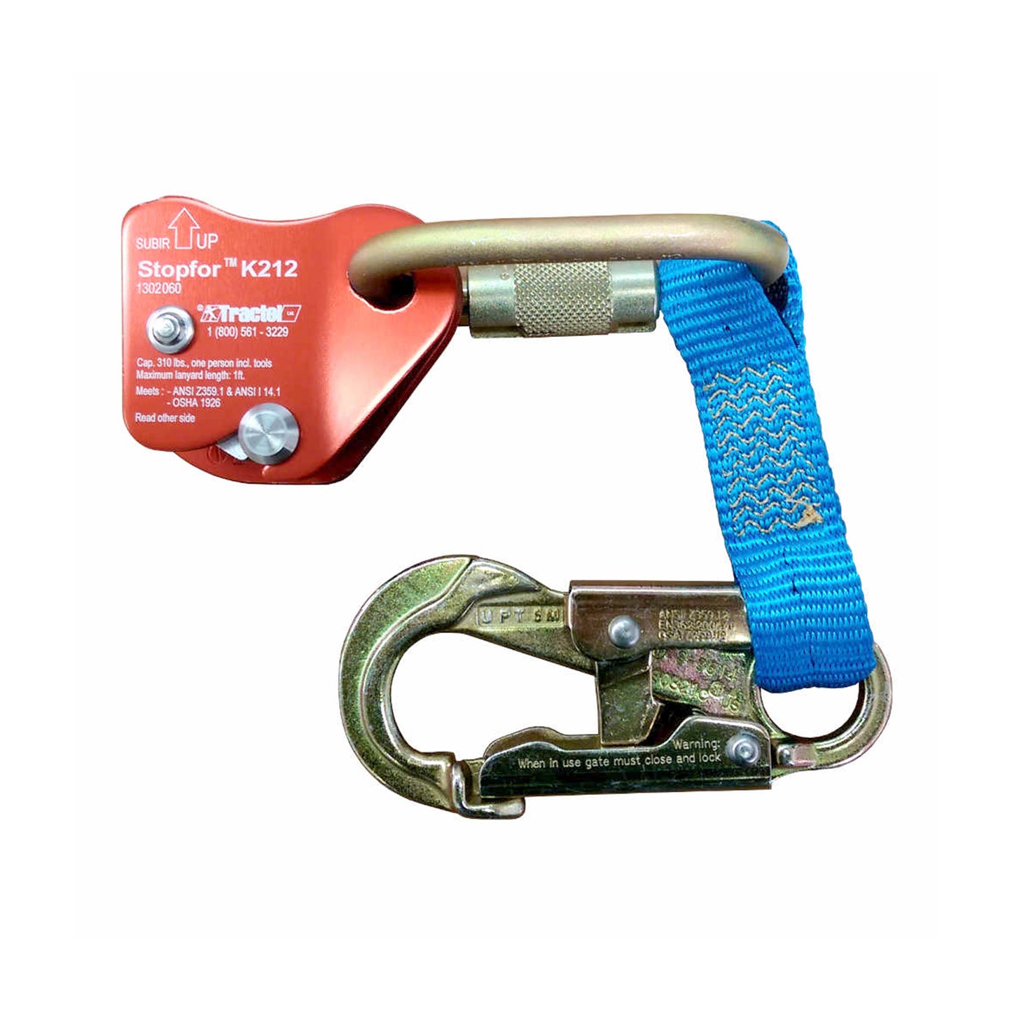 Tractel K2 Rope Grab with Carabiner and Lanyard