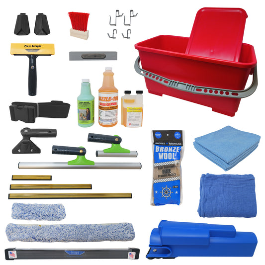 Pro Window Cleaner Starter Kit with Red Bucket